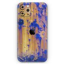 Hot Orange Metal with Royal Blue Rust  - Protective Skin Wrap & Decal – Compatible with iPhone SE to iPhone 17 Pro Max (All Models)