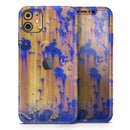Hot Orange Metal with Royal Blue Rust  - Protective Skin Wrap & Decal – Compatible with iPhone SE to iPhone 17 Pro Max (All Models)