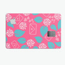 Hot Pink Letters With Teal Green Leaves - Premium Protective Decal Skin-Kit for the Apple Credit Card