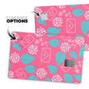 Hot Pink Letters With Teal Green Leaves - Premium Protective Decal Skin-Kit for the Apple Credit Card