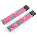 Hot Pink Letters With Teal Green Leaves - Premium Decal Protective Skin-Wrap Sticker compatible with the Juul Labs vaping device