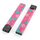 Hot Pink Letters With Teal Green Leaves - Premium Decal Protective Skin-Wrap Sticker compatible with the Juul Labs vaping device