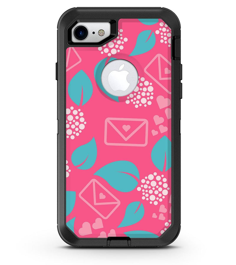 Hot Pink Letters With Teal Green Leaves - iPhone 7 or 8 OtterBox Case & Skin Kits