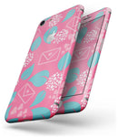 Hot Pink Letters With Teal Green Leaves - Skin-kit for the iPhone 8 or 8 Plus