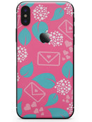 Hot Pink Letters With Teal Green Leaves - iPhone X Skin-Kit