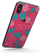 Hot Pink Letters With Teal Green Leaves - iPhone X Skin-Kit