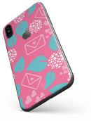 Hot Pink Letters With Teal Green Leaves - iPhone X Skin-Kit