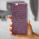 Hot Pink Micro Hearts Over Burgundy Script iPhone 6/6s or 6/6s Plus 2-Piece Hybrid INK-Fuzed Case
