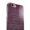 Hot Pink Micro Hearts Over Burgundy Script iPhone 6/6s or 6/6s Plus 2-Piece Hybrid INK-Fuzed Case