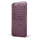 Hot Pink Micro Hearts Over Burgundy Script iPhone 6/6s or 6/6s Plus 2-Piece Hybrid INK-Fuzed Case