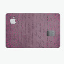 Hot Pink Micro Hearts Over Burgundy Script - Premium Protective Decal Skin-Kit for the Apple Credit Card