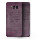 Hot Pink Micro Hearts Over Burgundy Script - Samsung Galaxy S8 Full-Body Skin Kit
