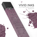 Hot Pink Micro Hearts Over Burgundy Script - Premium Decal Protective Skin-Wrap Sticker compatible with the Juul Labs vaping device