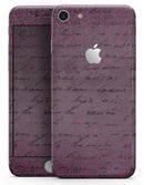 Hot Pink Micro Hearts Over Burgundy Script - Skin-kit for the iPhone 8 or 8 Plus