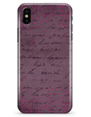 Hot Pink Micro Hearts Over Burgundy Script - iPhone X Clipit Case