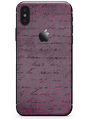 Hot Pink Micro Hearts Over Burgundy Script - iPhone X Skin-Kit