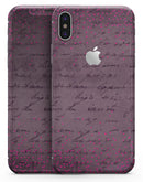 Hot Pink Micro Hearts Over Burgundy Script - iPhone X Skin-Kit