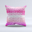 Hot Pink Striped Cheetah Print Ink-Fuzed Decorative Throw Pillow