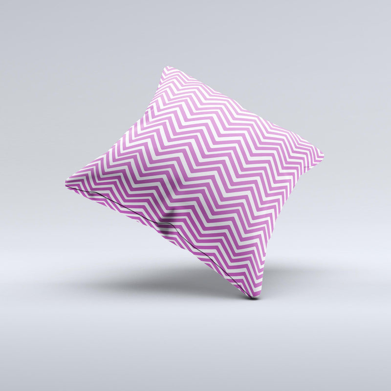Hot Pink Thin Sharp Chevron Ink-Fuzed Decorative Throw Pillow