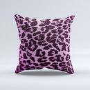 Hot Pink Vector Leopard Print Ink-Fuzed Decorative Throw Pillow
