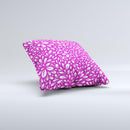 Hot Pink & White Floral Sprout Ink-Fuzed Decorative Throw Pillow