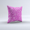 Hot Pink & White Floral Sprout Ink-Fuzed Decorative Throw Pillow