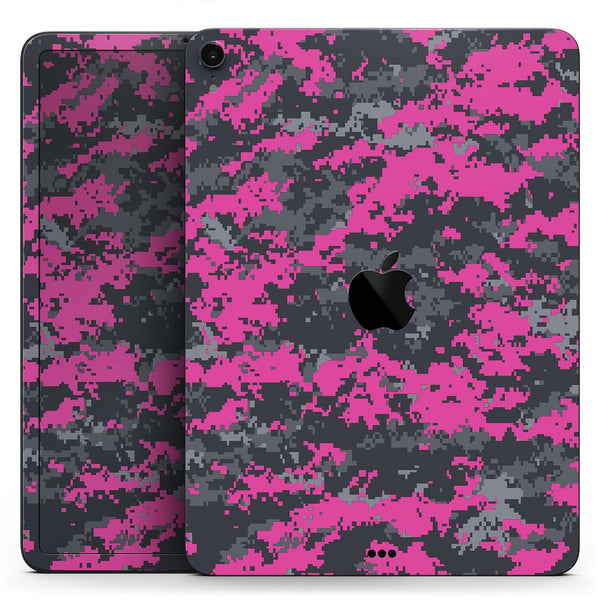 Hot Pink and Gray Digital Camouflage - Full Body Skin Decal for the Apple iPad Pro 12.9", 11", 10.5", 9.7", Air or Mini (All Models Available)