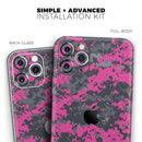 Hot Pink and Gray Digital Camouflage  - Protective Skin Wrap & Decal – Compatible with iPhone SE to iPhone 17 Pro Max (All Models)