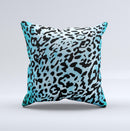 Hot Teal Cheetah Animal Print Ink-Fuzed Decorative Throw Pillow