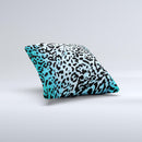 Hot Teal Cheetah Animal Print Ink-Fuzed Decorative Throw Pillow