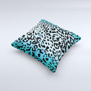 Hot Teal Cheetah Animal Print Ink-Fuzed Decorative Throw Pillow