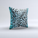 Hot Teal Cheetah Animal Print Ink-Fuzed Decorative Throw Pillow