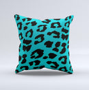 Hot Teal Vector Leopard Print Ink-Fuzed Decorative Throw Pillow