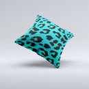 Hot Teal Vector Leopard Print Ink-Fuzed Decorative Throw Pillow