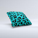 Hot Teal Vector Leopard Print Ink-Fuzed Decorative Throw Pillow