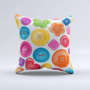 Icon Shaped Color Buttons ink-Fuzed Decorative Throw Pillow
