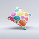 Icon Shaped Color Buttons ink-Fuzed Decorative Throw Pillow
