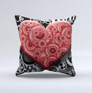 Industrial Red Heart ink-Fuzed Decorative Throw Pillow