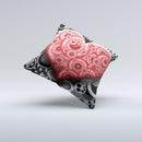 Industrial Red Heart ink-Fuzed Decorative Throw Pillow