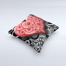 Industrial Red Heart ink-Fuzed Decorative Throw Pillow