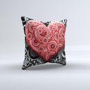 Industrial Red Heart ink-Fuzed Decorative Throw Pillow