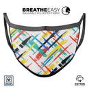 Intersecting Vector Bright Strokes - Made in USA Mouth Cover Unisex Anti-Dust Cotton Blend Reusable & Washable Face Mask with Adjustable Sizing for Adult or Child