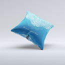Intricate Blue & White Snowflake Name Script ink-Fuzed Decorative Throw Pillow