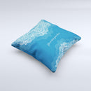 Intricate Blue & White Snowflake Name Script ink-Fuzed Decorative Throw Pillow