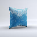 Intricate Blue & White Snowflake Name Script ink-Fuzed Decorative Throw Pillow