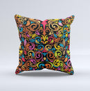 Intricate Colorful Swirls ink-Fuzed Decorative Throw Pillow