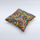 Intricate Colorful Swirls ink-Fuzed Decorative Throw Pillow