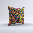 Intricate Colorful Swirls ink-Fuzed Decorative Throw Pillow