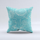 Intricate Teal Floral Pattern ink-Fuzed Decorative Throw Pillow