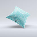 Intricate Teal Floral Pattern ink-Fuzed Decorative Throw Pillow